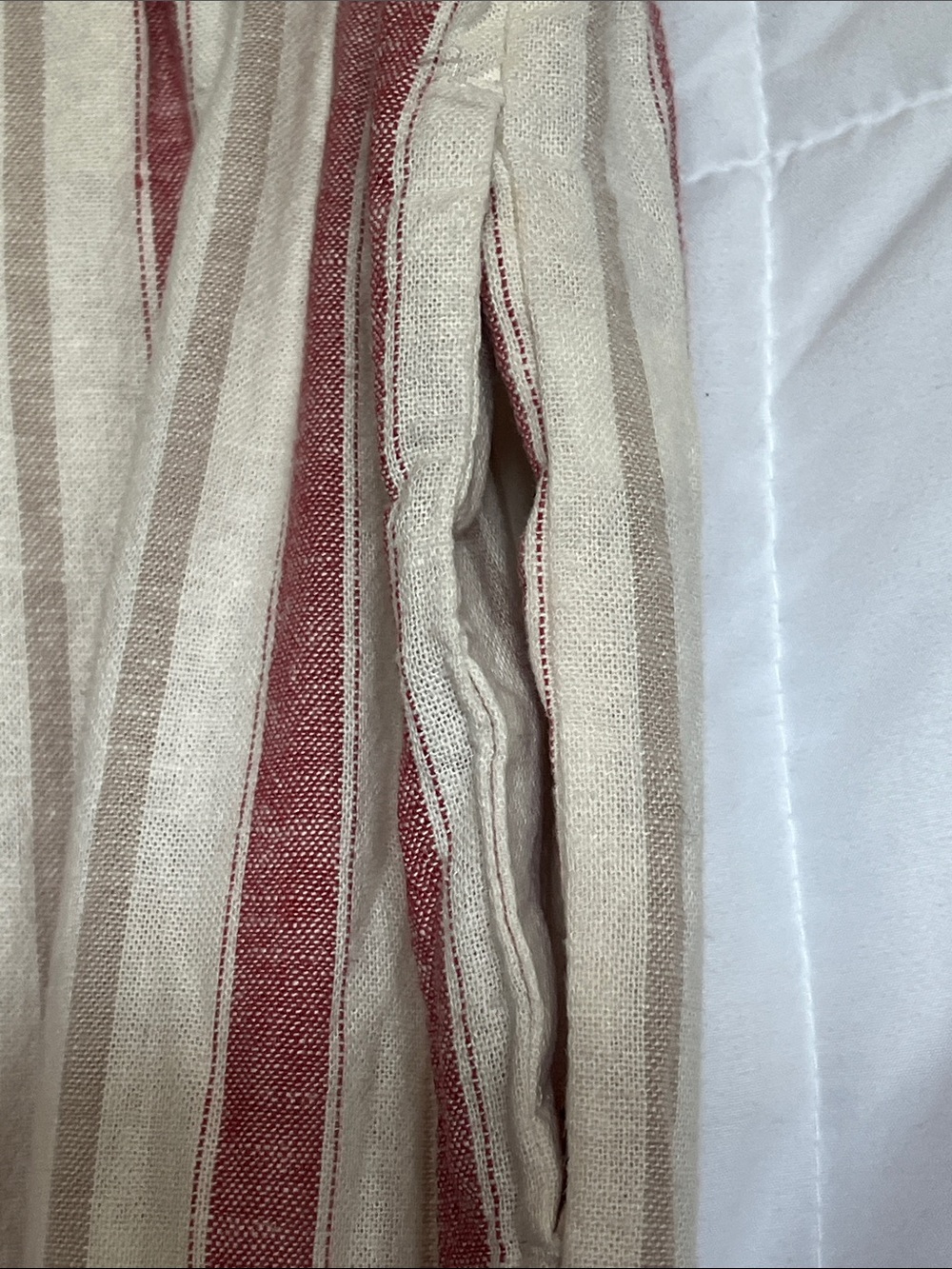 C&C California Linen L Cream Mauve Tan Striped Cropped Pants Elastic Waist - Picture 4 of 7